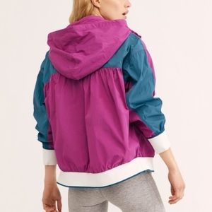 Free People Teal Boisenberry Retro Hoodie Jacket